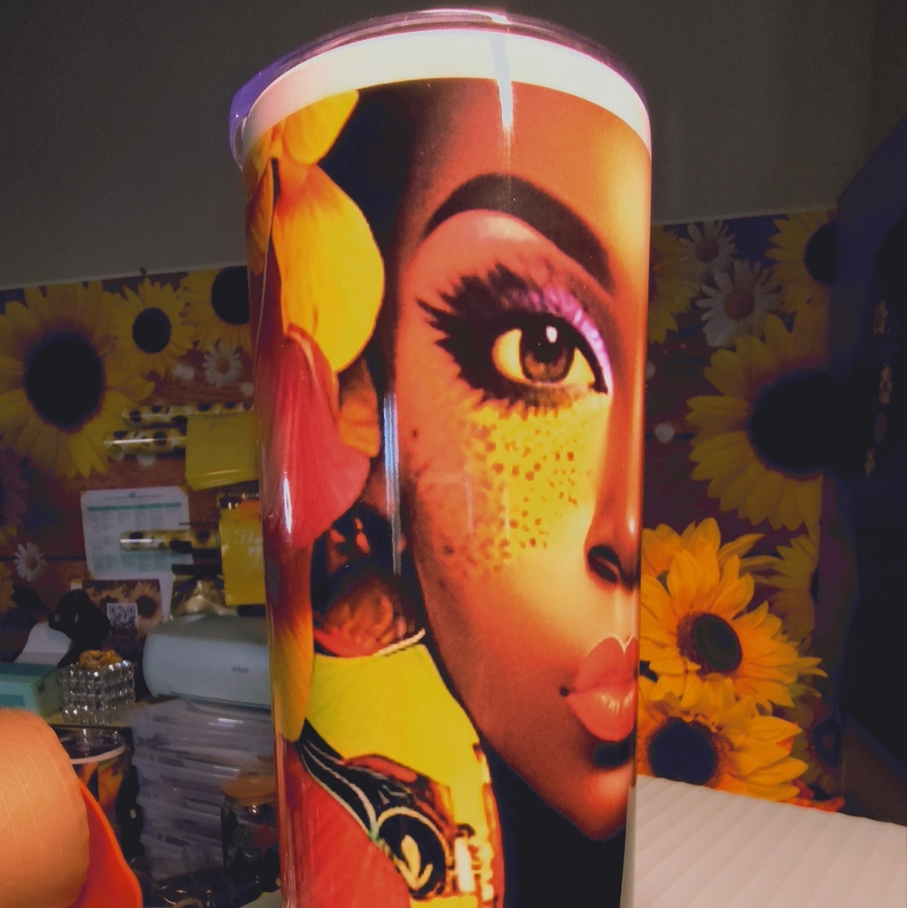 Vibrant Artistic Tumbler with Floral Design